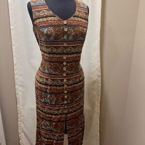 Sleeveless Brown Patterned Dress